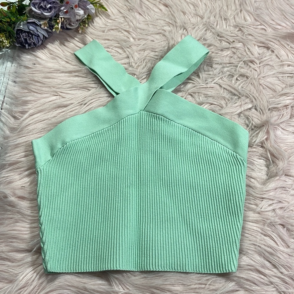 Aritzia Mint Green Ribbed Crop Top